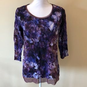 Simply Vera Wang 3/4 sleeve purple top floral XS